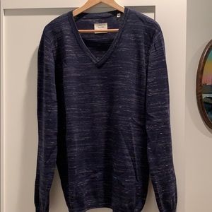 Billy Reid 100% Merino Wool V Neck Sweater Blue L